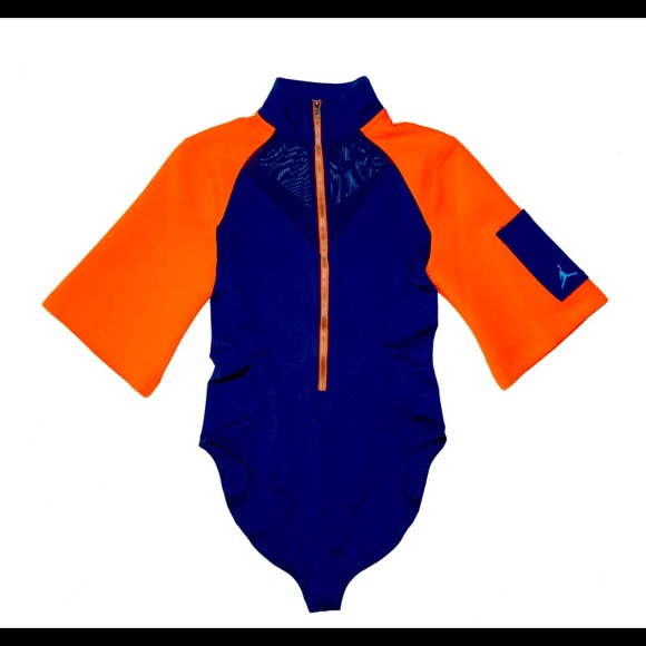 NIKE WOMENS JORDAN NEXT UTILITY BODYSUIT 
(BLUE VOID/ORANGE/BLUE LAGOON) - Picture 1 of 4
